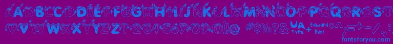 EdbIndians-fontti – siniset fontit violetilla taustalla