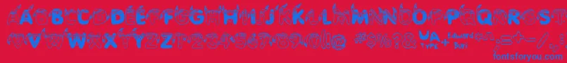フォントEdbIndians – 赤い背景に青い文字