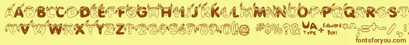 EdbIndians-fontti – ruskeat fontit keltaisella taustalla