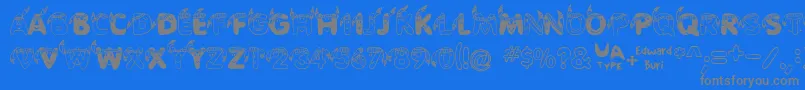 EdbIndians-fontti – harmaat kirjasimet sinisellä taustalla