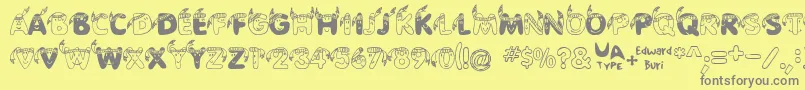 EdbIndians-fontti – harmaat kirjasimet keltaisella taustalla