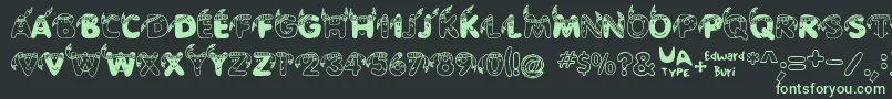 EdbIndians-fontti – vihreät fontit mustalla taustalla