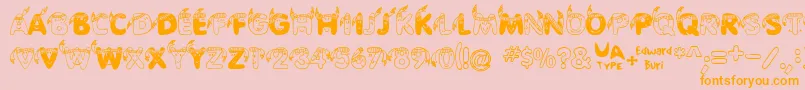 EdbIndians-fontti – oranssit fontit vaaleanpunaisella taustalla