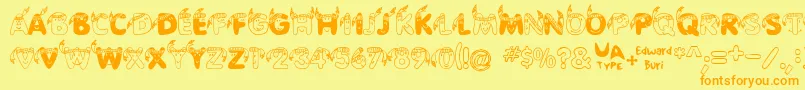 EdbIndians-fontti – oranssit fontit keltaisella taustalla