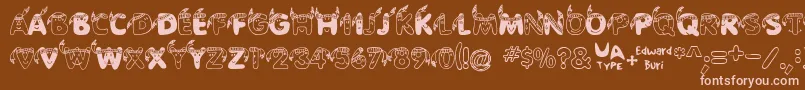 EdbIndians-fontti – vaaleanpunaiset fontit ruskealla taustalla