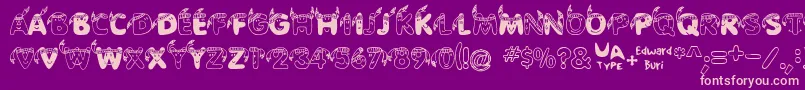 EdbIndians-fontti – vaaleanpunaiset fontit violetilla taustalla