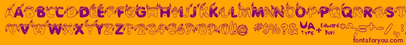 EdbIndians-Schriftart – Violette Schriften auf orangefarbenem Hintergrund