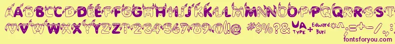 EdbIndians-fontti – violetit fontit keltaisella taustalla