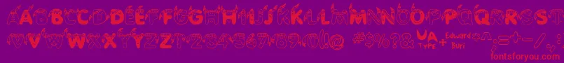 フォントEdbIndians – 紫の背景に赤い文字