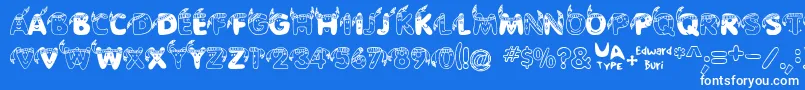 EdbIndians-fontti – valkoiset fontit sinisellä taustalla
