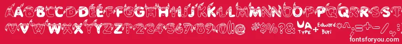EdbIndians-fontti – valkoiset fontit punaisella taustalla