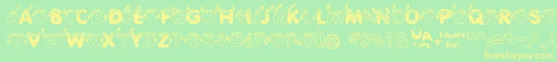 EdbIndians-fontti – keltaiset fontit vihreällä taustalla