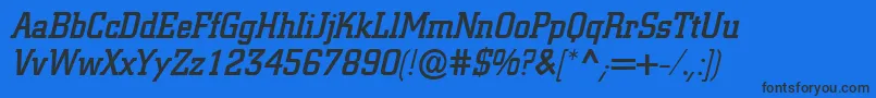 フォントCityMediumitalic – 黒い文字の青い背景