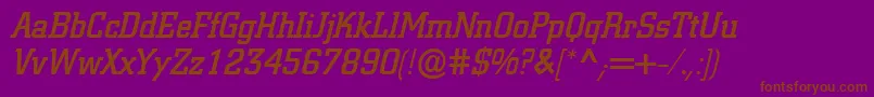 Fonte CityMediumitalic – fontes marrons em um fundo roxo