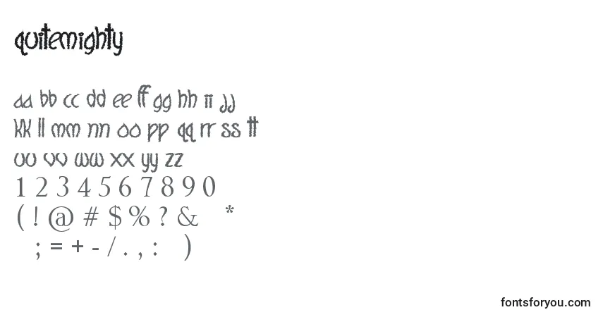 A fonte QuiteMighty – alfabeto, números, caracteres especiais