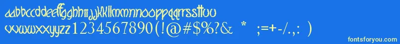 QuiteMighty Font – Yellow Fonts on Blue Background