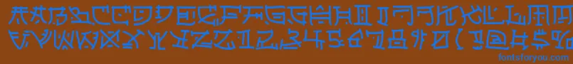 Japperneese-Schriftart – Blaue Schriften auf braunem Hintergrund