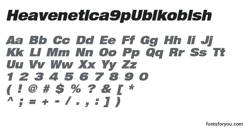 Schriftart Heavenetica9pUblkoblsh – Alphabet, Zahlen, spezielle Symbole
