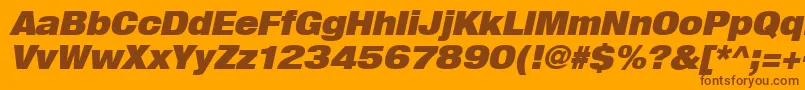 Heavenetica9pUblkoblsh-Schriftart – Braune Schriften auf orangefarbenem Hintergrund