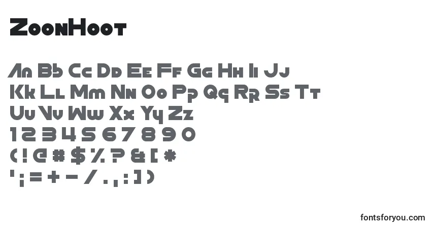 ZoonHoot Font – alphabet, numbers, special characters