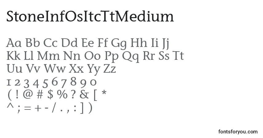 Fuente StoneInfOsItcTtMedium - alfabeto, números, caracteres especiales