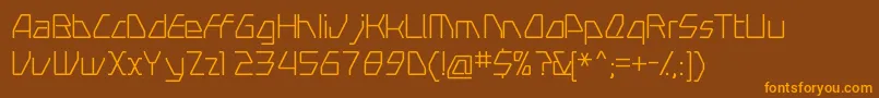 フォントSwerveLight – オレンジ色の文字が茶色の背景にあります。