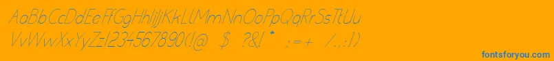 PoorWeekdaysItalic-Schriftart – Blaue Schriften auf orangefarbenem Hintergrund