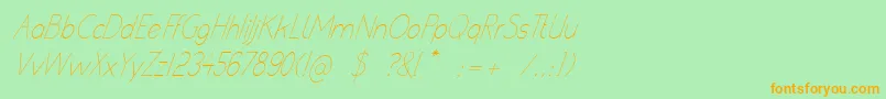 PoorWeekdaysItalic Font – Orange Fonts on Green Background