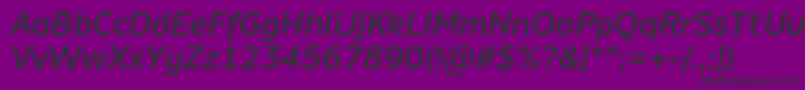 AminoMediumItalic-Schriftart – Schwarze Schriften auf violettem Hintergrund