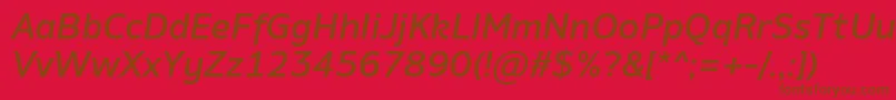 AminoMediumItalicフォントについての詳細 フォントAminoMediumItalic – 赤い背景に茶色の文字