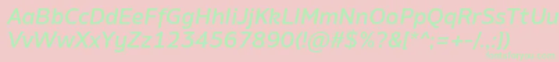 AminoMediumItalic-Schriftart – Grüne Schriften auf rosa Hintergrund