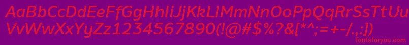 AminoMediumItalic Font – Red Fonts on Purple Background