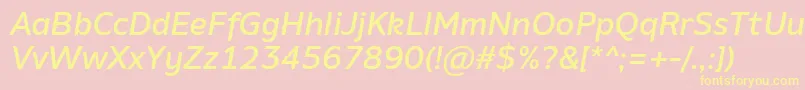 AminoMediumItalic-Schriftart – Gelbe Schriften auf rosa Hintergrund