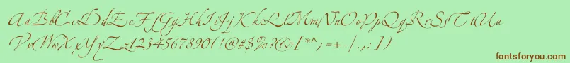 Czcionka Zeferinotwo – brązowe czcionki na zielonym tle