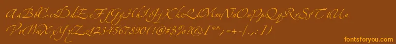 Zeferinotwo-Schriftart – Orangefarbene Schriften auf braunem Hintergrund