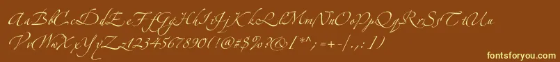 Zeferinotwo-Schriftart – Gelbe Schriften auf braunem Hintergrund