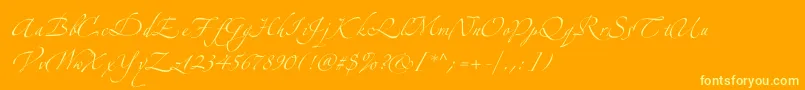 Zeferinotwo-Schriftart – Gelbe Schriften auf orangefarbenem Hintergrund