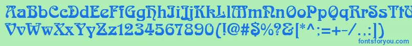 Arnoldboecklinstd-Schriftart – Blaue Schriften auf grünem Hintergrund