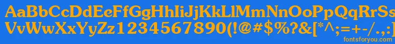 Weitere Informationen zur ItcSouvenirLtDemi-Schriftart ItcSouvenirLtDemi-Schriftart – Orangefarbene Schriften auf blauem Hintergrund