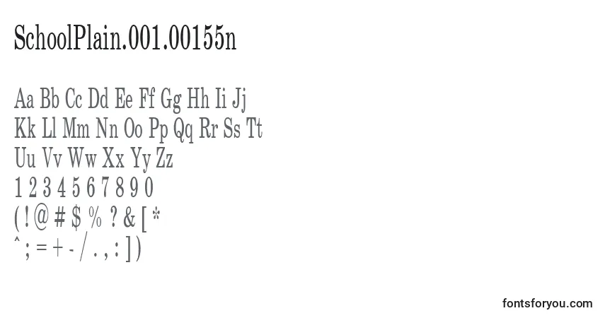 Czcionka SchoolPlain.001.00155n – alfabet, cyfry, specjalne znaki