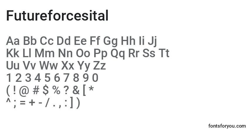 Fuente Futureforcesital - alfabeto, números, caracteres especiales