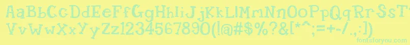 Candyrandy Font – Green Fonts on Yellow Background