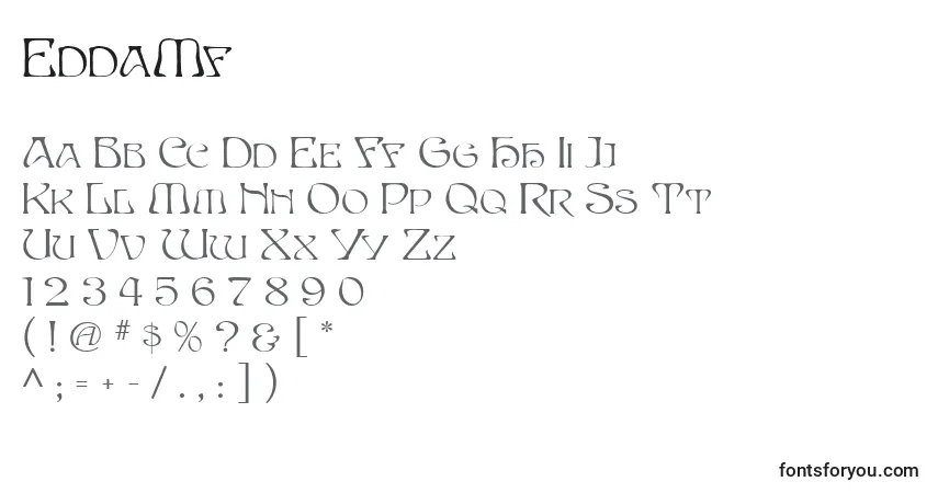 Czcionka EddaMf – alfabet, cyfry, specjalne znaki