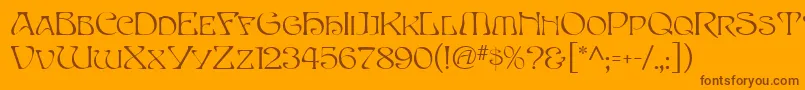 EddaMf-Schriftart – Braune Schriften auf orangefarbenem Hintergrund