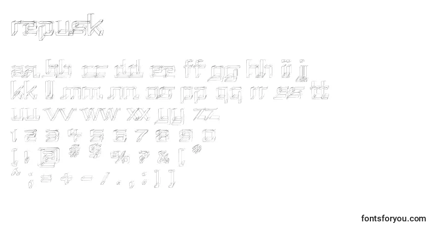 Czcionka Repusk – alfabet, cyfry, specjalne znaki