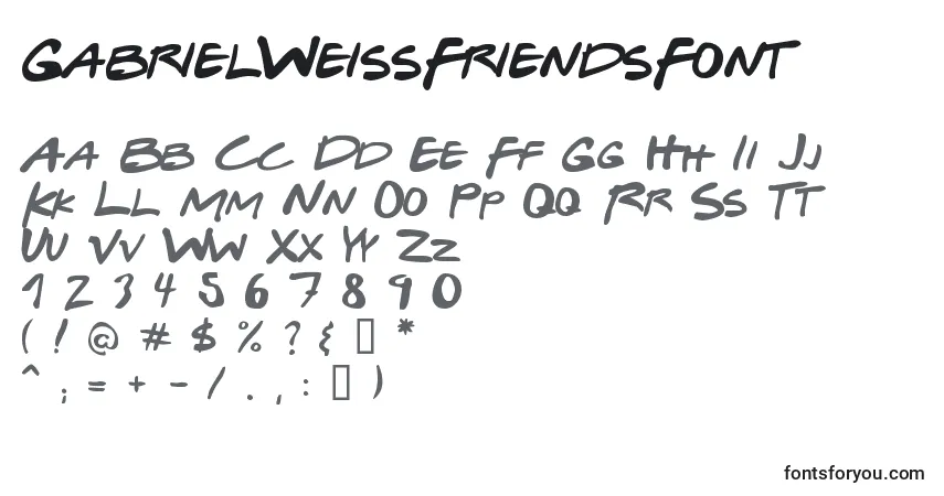 Czcionka GabrielWeissFriendsFont – alfabet, cyfry, specjalne znaki