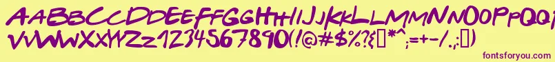Fonte GabrielWeissFriendsFont – fontes roxas em um fundo amarelo