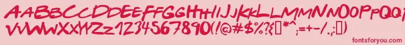フォントGabrielWeissFriendsFont – ピンクの背景に赤い文字