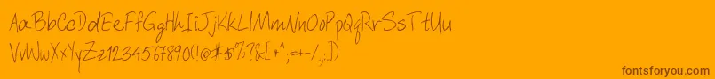 Davyscrappywrit-Schriftart – Braune Schriften auf orangefarbenem Hintergrund