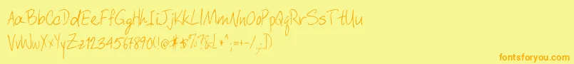 Fonte Davyscrappywrit – fontes laranjas em um fundo amarelo